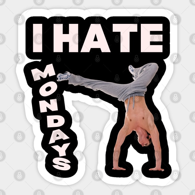 I Hate Mondays - Funny & Playful Montage - Man Kicking Sticker by TuncGK